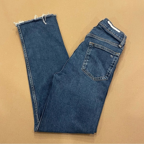 rag & bone Women’s Harlow Mid-Rise Straight Jeans Marine Wash Size 24 - Picture 1 of 14